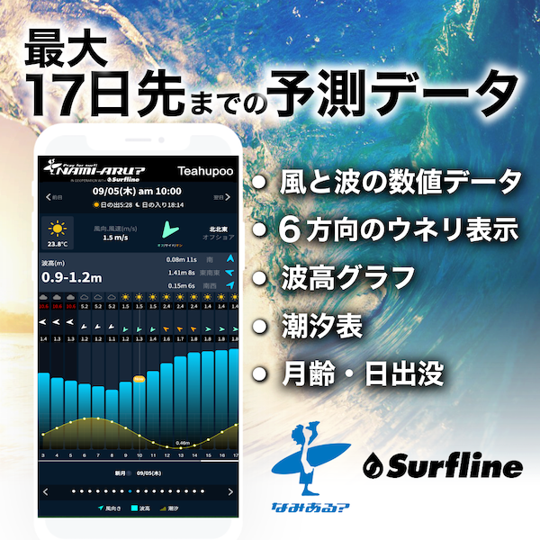 米SURFLINE社と独占提携している様子のスクリーンショット